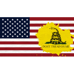 US Flag & Gadsden Flag Vintage Wood Look 21" x 40" Magnetic Garage Banner For Steel Garage Doors