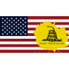 US Flag & Gadsden Flag Vintage Wood Look 21" x 40" Magnetic Garage Banner For Steel Garage Doors