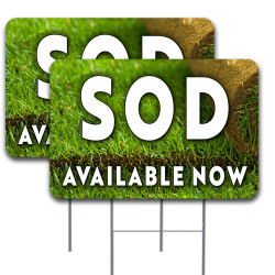 SOD Available Now 2 Pack Double-Sided Yard Signs 16" x 24" with Metal Stakes (Made in Texas)