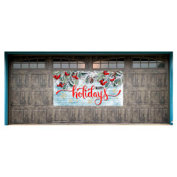 Happy Holidays 42" x 84" Magnetic Garage Banner For Steel Garage Doors