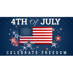 4th of July Celebrate Freedom 21" x 40" Magnetic Garage Banner For Steel Garage Doors