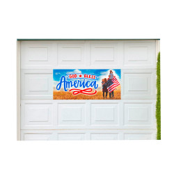 God Bless America (Family) 21" x 47" Magnetic Garage Banner For Steel Garage Doors