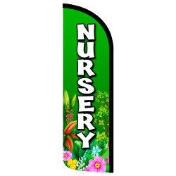 Nursery Premium Windless Feather Flag Bundle (Complete Kit) OR Optional Replacement Flag Only