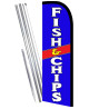 FISH & CHIPS Premium Flutter Feather Flag Bundle (Complete Kit) OR Optional Replacement Flag Only