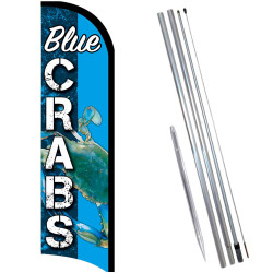 BLUE CRABS Premium Windless  Feather Flag Bundle (Complete Kit) OR Optional Replacement Flag Only