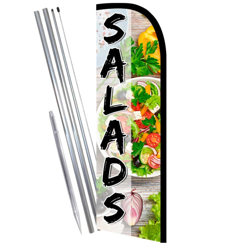 Salads Premium Windless  Feather Flag Bundle (Complete Kit) OR Optional Replacement Flag Only