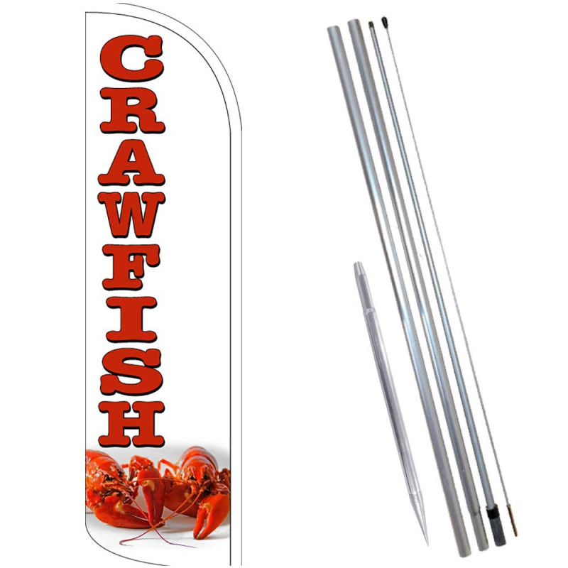 Crawfish Windless Feather Flag Bundle (Complete Kit) OR Optional Replacement Flag Only