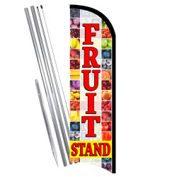 Fruit Stand Premium Windless  Feather Flag Bundle (Complete Kit) OR Optional Replacement Flag Only