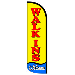 Walk-ins Welcome Windless Feather Flag Bundle (Complete Kit) OR Optional Replacement Flag Only