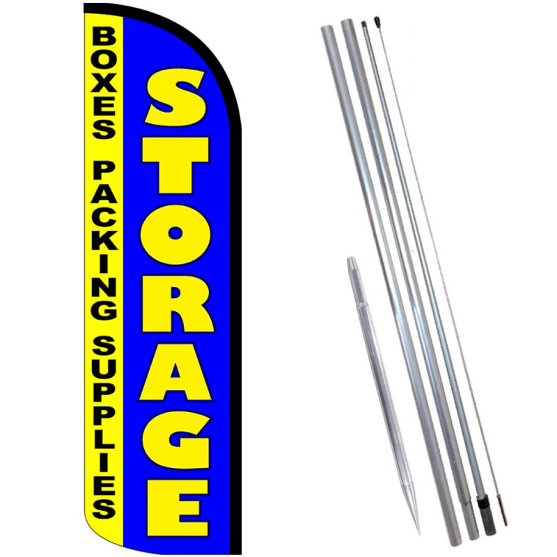 STORAGE - Boxes Packing Supplies Premium Windless Feather Flag Bundle (Complete Kit) OR Optional Replacement Flag Only