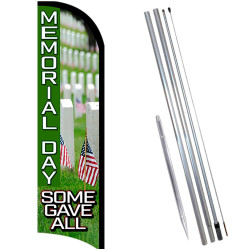 Memorial Day Premium Windless  Feather Flag Bundle (Complete Kit) OR Optional Replacement Flag Only