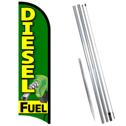 Diesel Fuel Premium Windless  Feather Flag Bundle (Complete Kit) OR Optional Replacement Flag Only