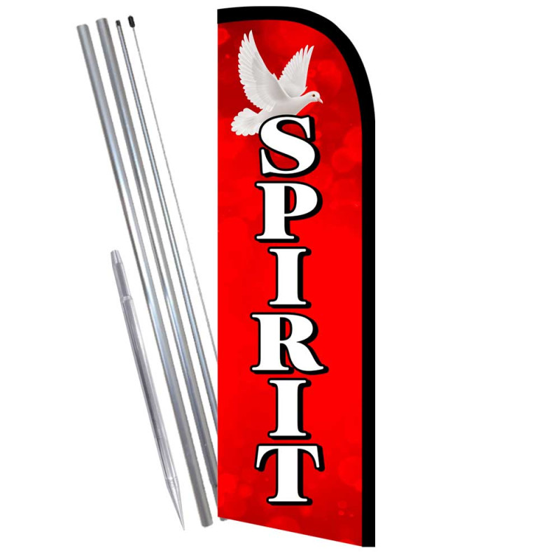 SPIRIT Premium Windless  Feather Flag Bundle (Complete Kit) OR Optional Replacement Flag Only