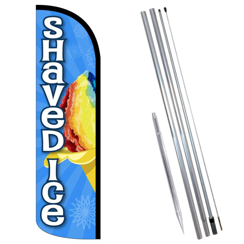 SHAVED ICE Premium Windless  Feather Flag Bundle (Complete Kit) OR Optional Replacement Flag Only