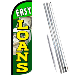 Easy Loans Windless Feather Flag Bundle (Complete Kit) OR Optional Replacement Flag Only