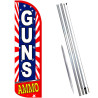 GUNS AMMO Windless Feather Flag Bundle (11.5' Tall Flag, 15' Tall Flagpole, Ground Mount Stake) 841098167707