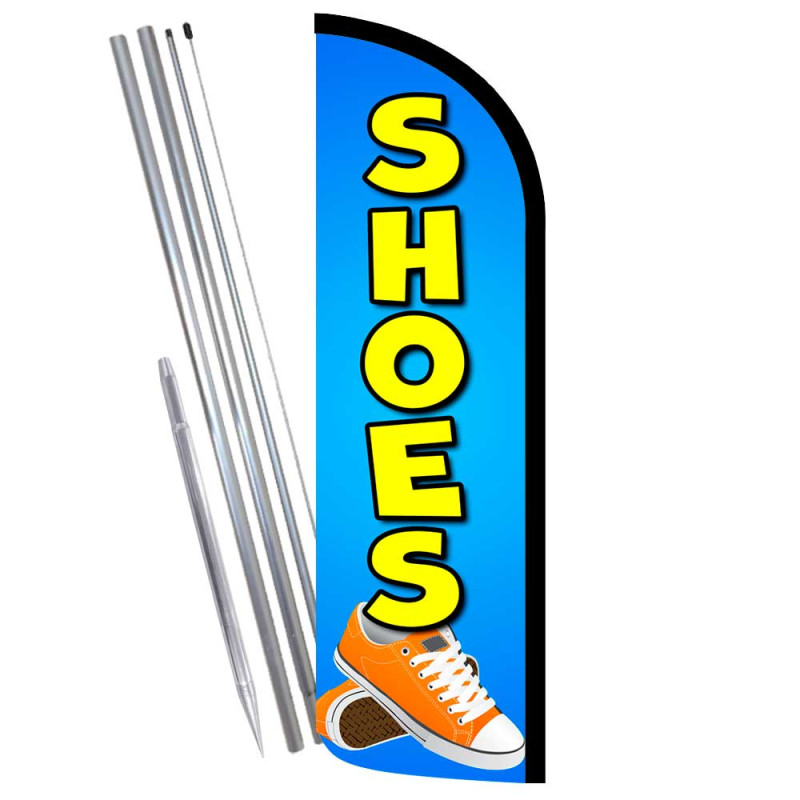 Shoes Premium Windless Feather Flag Bundle (Complete Kit) OR Optional Replacement Flag Only