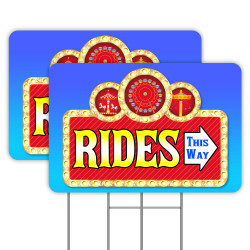 Rides This Way (Arrow) 2 Pack Double-Sided Yard Signs 16" x 24" with Metal Stakes (Made in Texas)