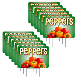 Peppers 12 Pack Yard Signs - Each Sign is 24" x 16" Single-Sided and Comes with Metal Stake Made in The USA