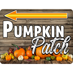 Pumpkin Patch (Arrows) 10 Pack Set 2 (10 24" x 18" Yard Signs with Metal Stake) 16" x 24" with Metal Stakes (Made in Texas)