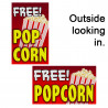 2 Pack Free Popcorn Perforated Window Decal 9" x 15" Each (Removable)