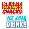 2 Pack ICE Cold Drinks & Ice Cold Drinks & Snacks Perforated Window Decal 9" x 15" Each (Removable)