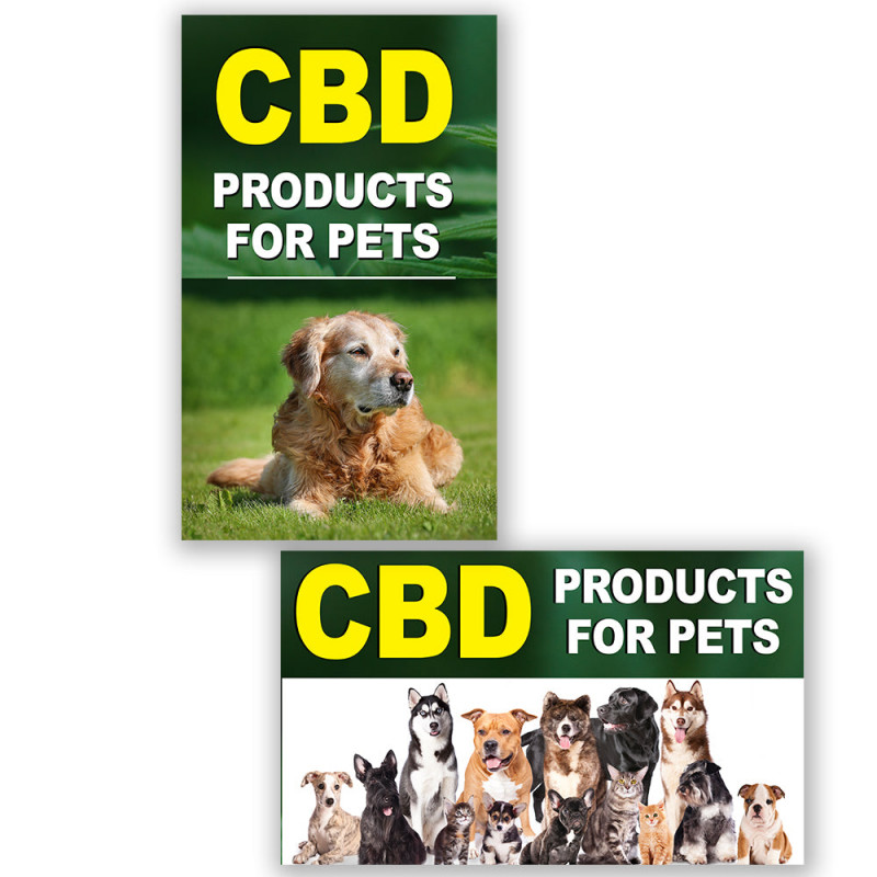 2 Pack CBD Oil for Pets Perforated Window Decal 9" x 15" Each (Removable)