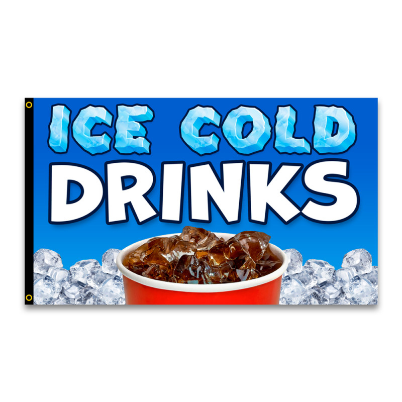 Ice Cold Drinks Premium 3x5 foot Flag OR Optional Flag with Mounting Kit