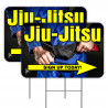 Jiu-Jitsu 2 Pack Double-Sided Yard Signs 16" x 24" with Metal Stakes (Made in Texas)