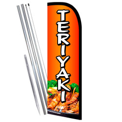 Teriyaki Premium Windless Feather Flag Bundle (Complete Kit) OR Optional Replacement Flag Only