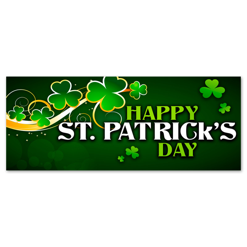 Happy St. Patricks Day Vinyl Banner with Optional Sizes (Made in the USA)