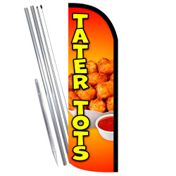 Tater Tots Premium Windless Feather Flag Bundle (Complete Kit) OR Optional Replacement Flag Only