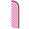 Checkered Pink/White Premium Windless Feather Flag Bundle (Complete Kit) OR Optional Replacement Flag Only