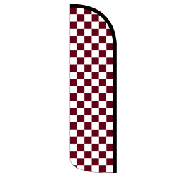 Checkered MAROON/WHITE Premium Windless Feather Flag Bundle (Complete Kit) OR Optional Replacement Flag Only