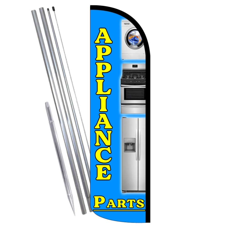 Appliance Parts Premium Windless Feather Flag Bundle (Complete Kit) OR Optional Replacement Flag Only