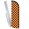 Checkered MAROON/GOLD Premium Windless Feather Flag Bundle (Complete Kit) OR Optional Replacement Flag Only