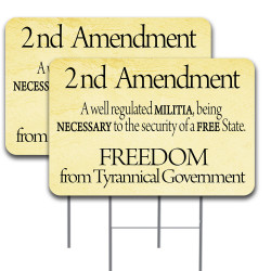 2nd Amendment 2 Pack Double-Sided Yard Signs 16" x 24" with Metal Stakes (Made in Texas)