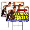 Fitness Center 2 Pack Double-Sided Yard Signs 16" x 24" with Metal Stakes (Made in Texas)