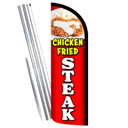 Chicken Fried Steak Premium Windless Feather Flag Bundle (Complete Kit) OR Optional Replacement Flag Only