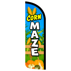 CORN MAZE Premium Windless Feather Flag Bundle (Complete Kit) OR Optional Replacement Flag Only