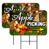 Apple Picking 2 Pack Double-Sided Yard Signs 16" x 24" with Metal Stakes (Made in Texas)