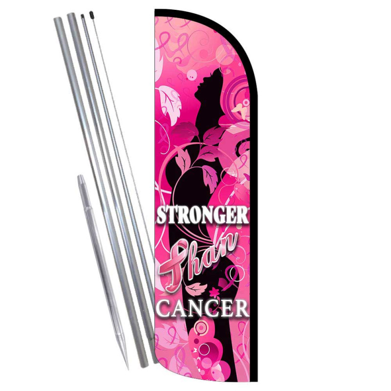 Breast Cancer Awareness Premium Windless Feather Flag Bundle (Complete Kit) OR Optional Replacement Flag Only