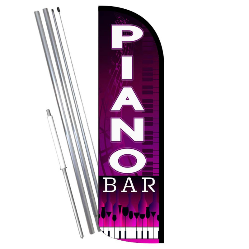 Piano Bar Premium Windless Feather Flag Bundle (Complete Kit) OR Optional Replacement Flag Only