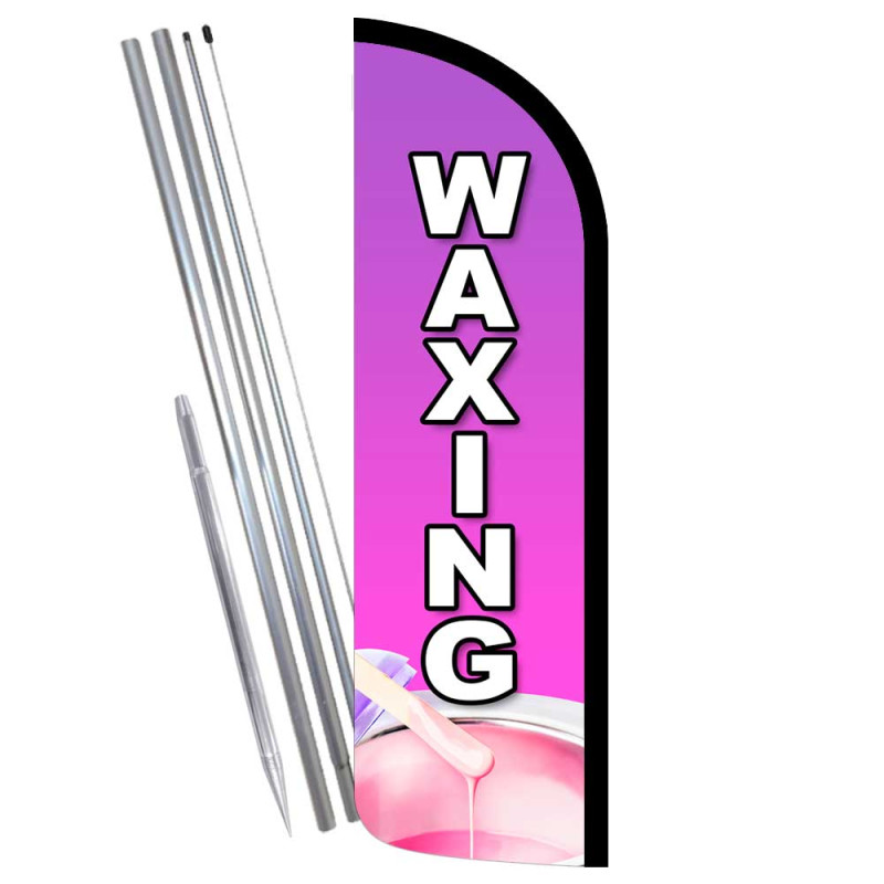 Waxing Premium Windless Feather Flag Bundle (Complete Kit) OR Optional Replacement Flag Only