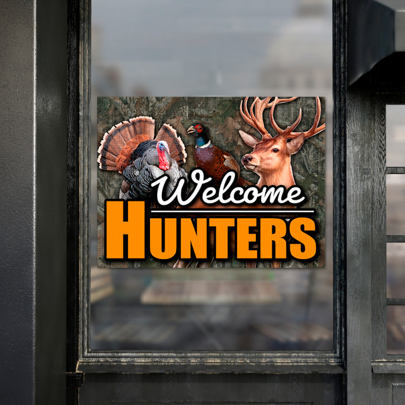 Welcome Hunters (32" x 24") Perforated Removable Window Decal