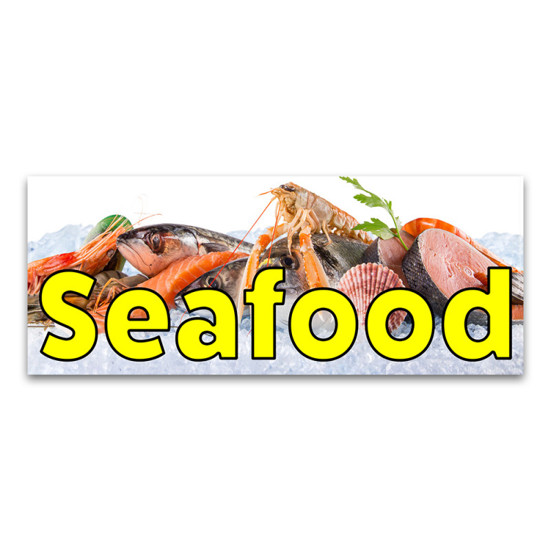 Seafood Vinyl Banner with Optional Sizes (Made in the USA)