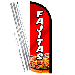 Fajitas Premium Windless Feather Flag Bundle (Complete Kit) OR Optional Replacement Flag Only