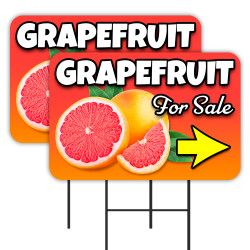 Grapefruit 2 Pack Double-Sided Yard Signs 16" x 24" with Metal Stakes (Made in Texas)