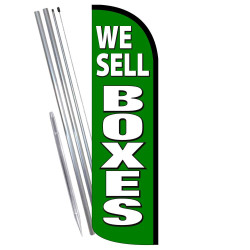 WE SELL BOXES (Green) Premium Windless Feather Flag Bundle (Complete Kit) OR Optional Replacement Flag Only