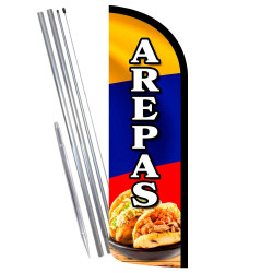 Arepas Premium Windless Feather Flag Bundle (Complete Kit) OR Optional Replacement Flag Only